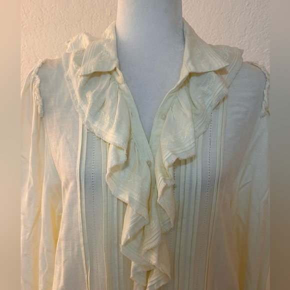 Free People Bella Ruffle Front Ivory/Cream Tunic Top Blouse Size Small - Picture 2 of 7